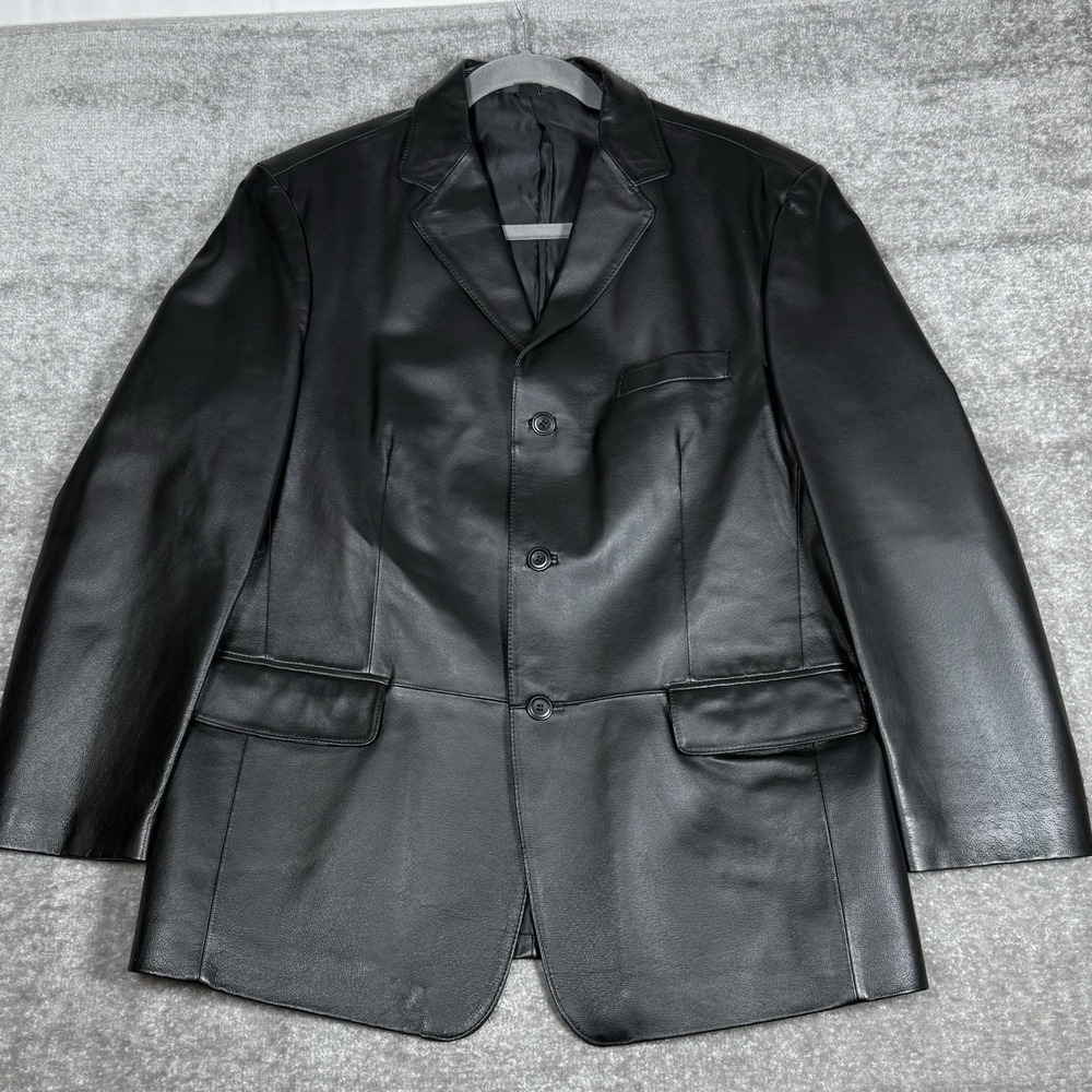 Stanford Leather‎ Blazer Men's Large Black 3-Button